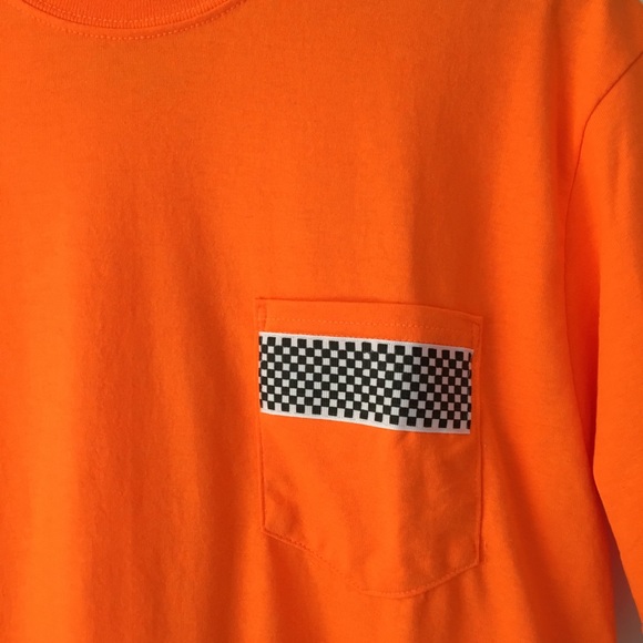 Checkered print orange t-shirt M unisex racer - Picture 2 of 2