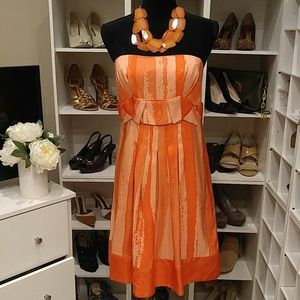 NWOT GIANNI BINI ORANGE PLEATED SILK DRESS 10 NWOT GIANNI BINI ORANGE PLEATED SILK DRESS 10