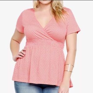 Pink Polka Dot Empire-Waist Top