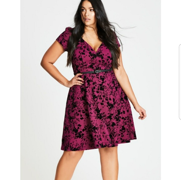 City Chic Dresses & Skirts - sale! NWT City Chic Flare Dress Rose Beauty
