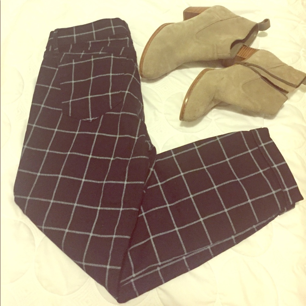 LOFT Windowpane print ankle crops
