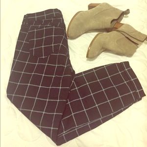 LOFT Windowpane print ankle crops