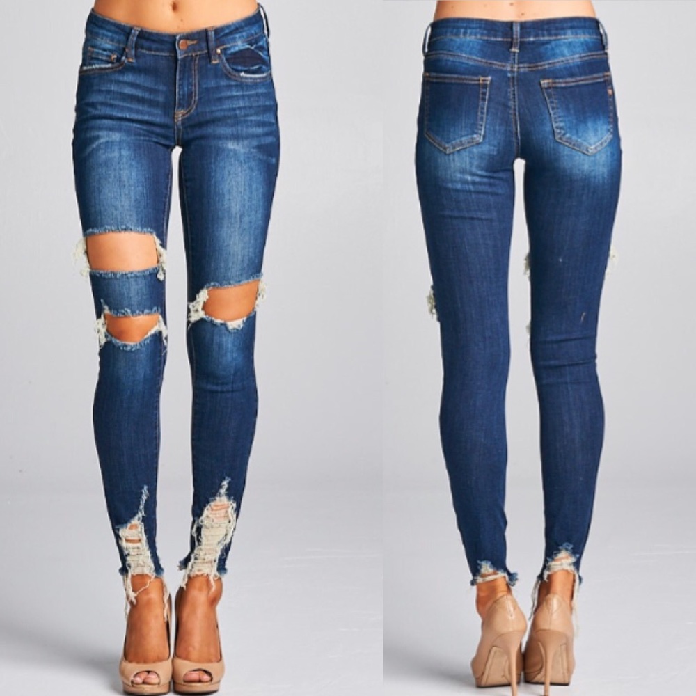 🔥NEW🔥 CHIC Fall Ripped Destroyed Skinny Jeans