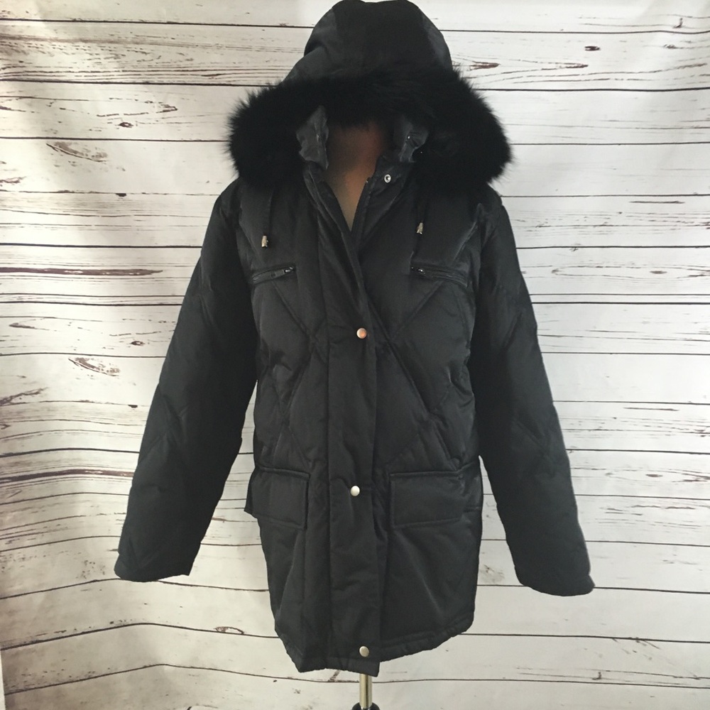 UTex Black Ski Jacket with Detachable Hood L EUC