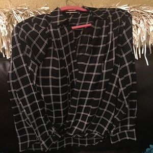 Super Cute Sheer blouse with button snap front!