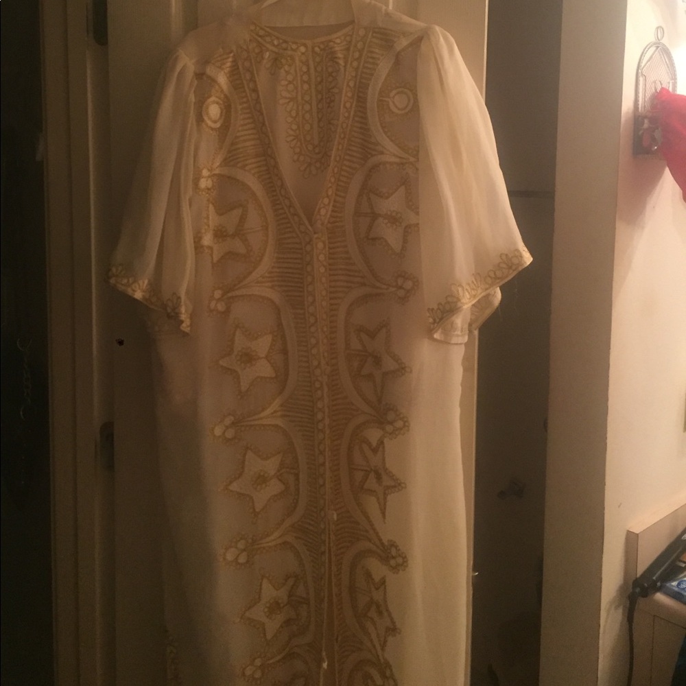 Three pieces Ivory & Gold Maxi Dress.