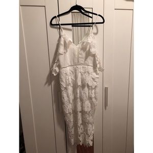 Missguided Strappy Frill Lace Midi Dress