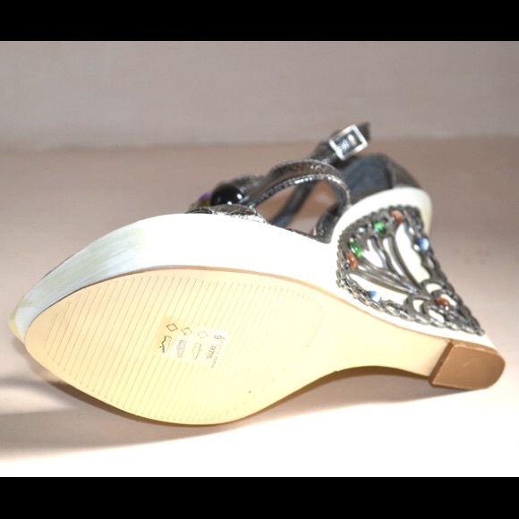 Crazy WTF Wedge Heels jewels metal scrolls madness - Picture 4 of 6
