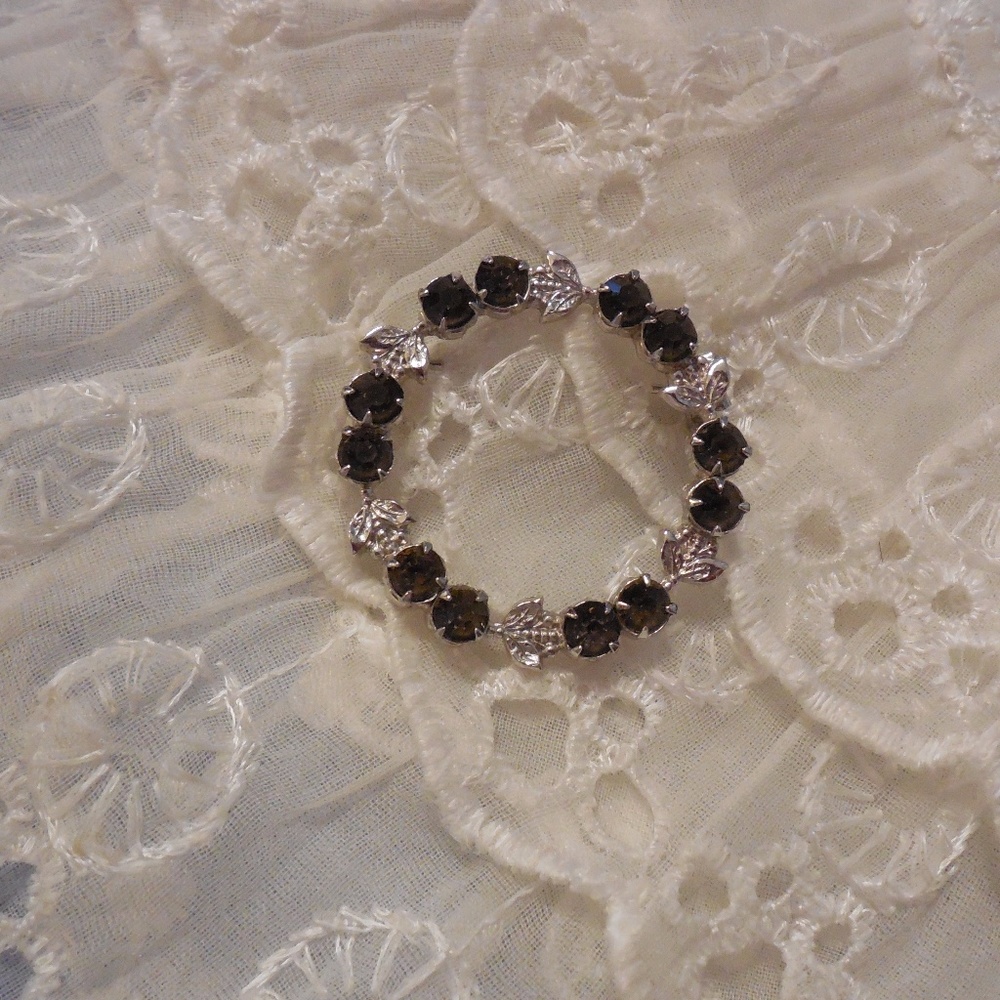Purple Rhinestone Vintage Brooch Pin