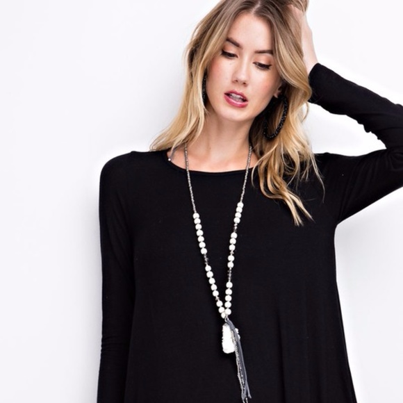 PLUS--Black Long Sleeve Double Ruffle Tunic - Picture 2 of 4