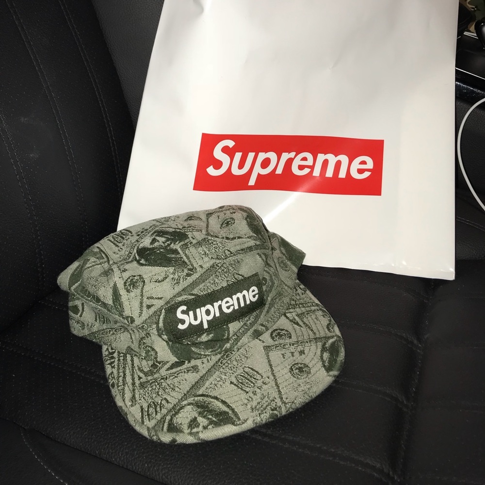 Supreme 100 Dollar Bill Camp Cap