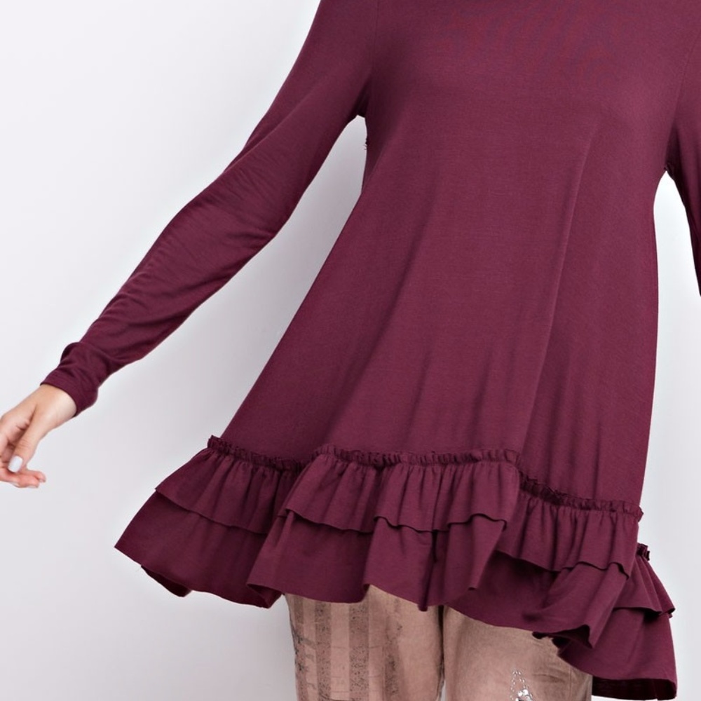 Plum Double Ruffle Tunic