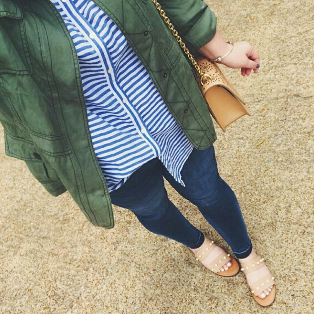 Blue And White Striped Button Down Shirt