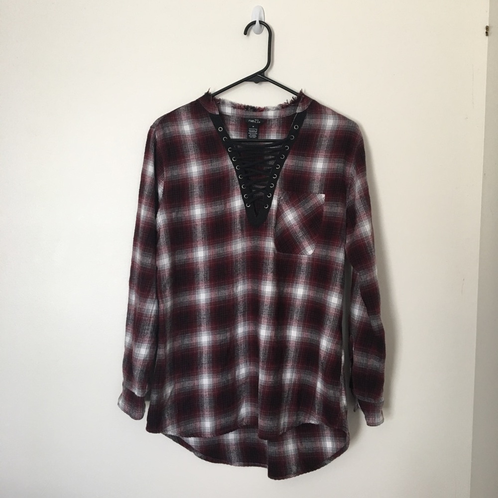 Lace-up Plaid Flannel