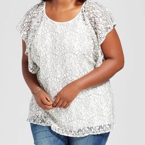 Lace Flutter Sleeve Top