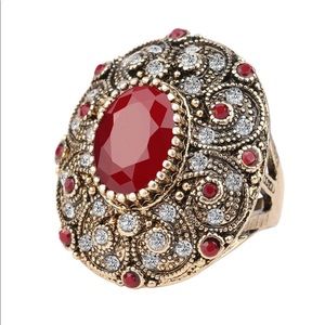 Turkish Style Vintage Ring Red Color.