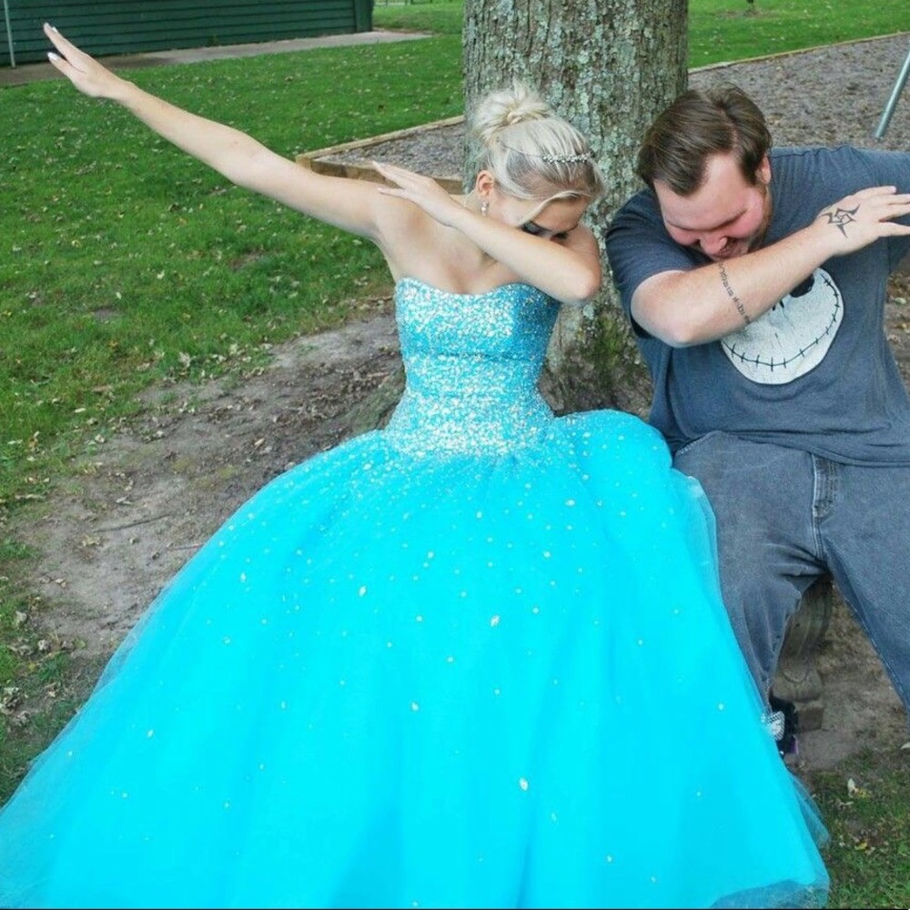 Blue ball gown prom dress