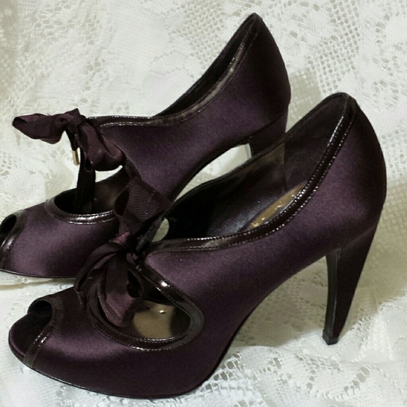 BCBGirls Shoes Bcbgirls Satin Comma Heels Peeptoe Brown BCBGirls Shoes Bcbgirls Satin Comma Heels Peeptoe Brown