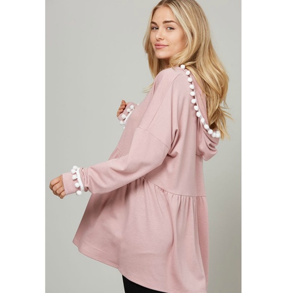 Super sale!  pink Knit Hooded tunic top - Picture 3 of 3