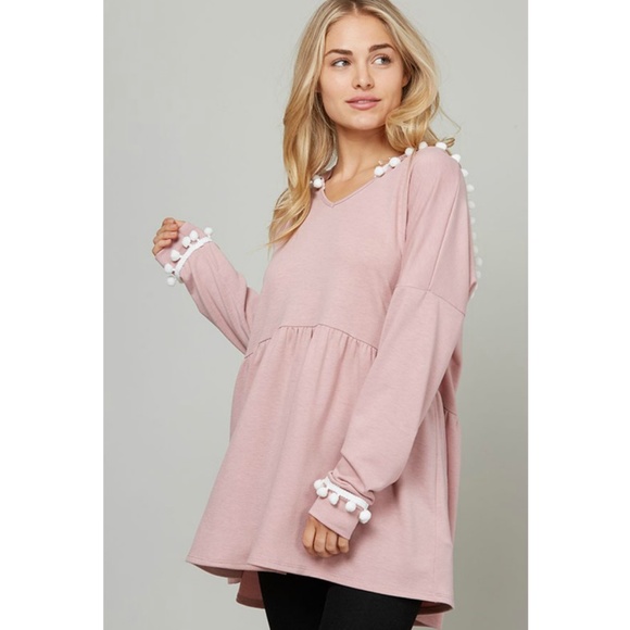 Super sale!  pink Knit Hooded tunic top - Picture 2 of 3
