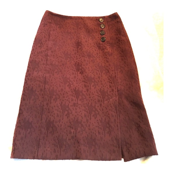 J. Crew Dk Wine Embroidered Buttoned Skirt - Picture 3 of 6
