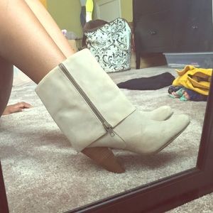 Gap fold over suede zipper heel boots