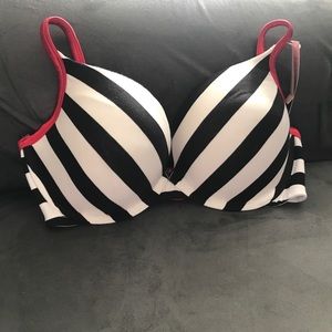Cacique Black and white striped bra