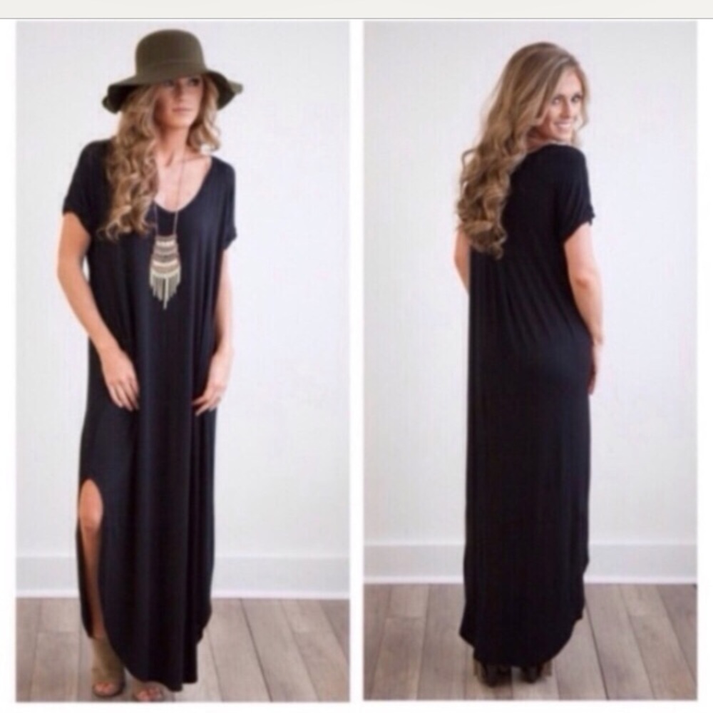 Gray Oversized Maxi Dress with Pockets Loose Comfy - Picture 3 of 3