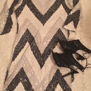 Midnight Doll Metallic Sequin Scalloped Sheath