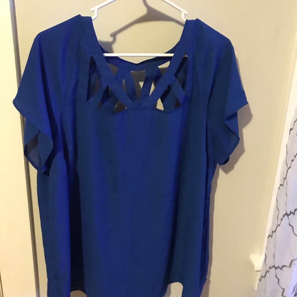 Royal blue Torrid blouse with cut outs!