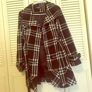Super cute black and white plaid coat
