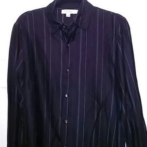 Calvin Klein S Long Sleeve Shirt Blk/Blue Stripes