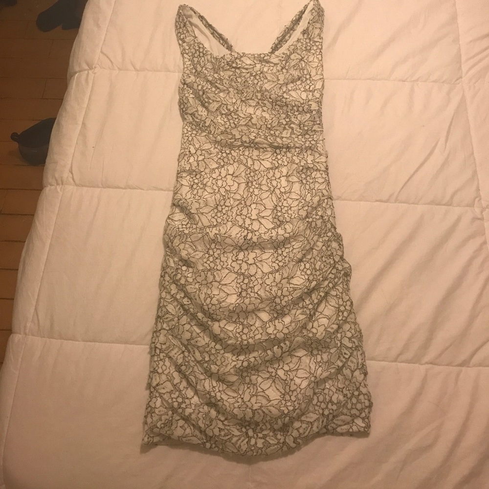 White and Black Lace Dress