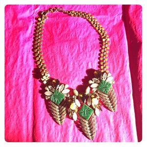 J.Crew Arrowhead Green Leaf Necklace