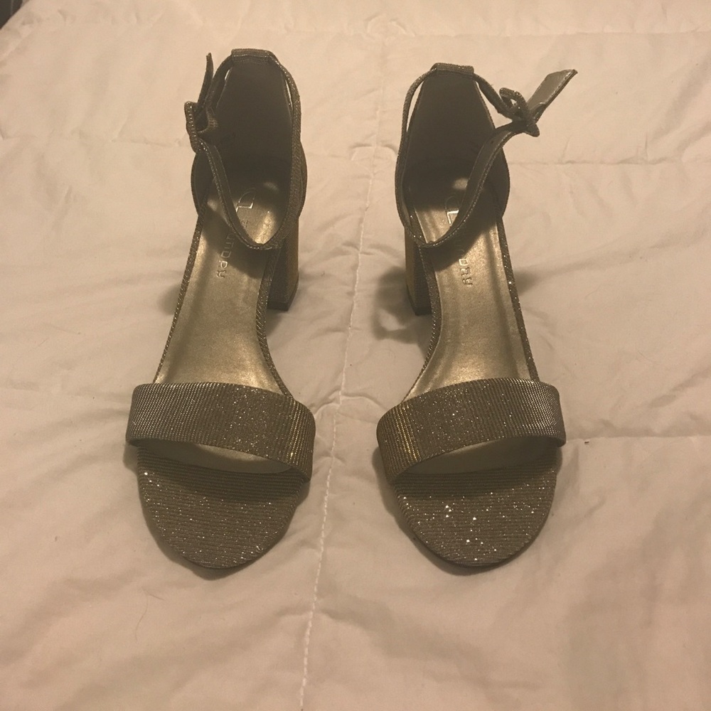 Silver Glitter Strappy Heels