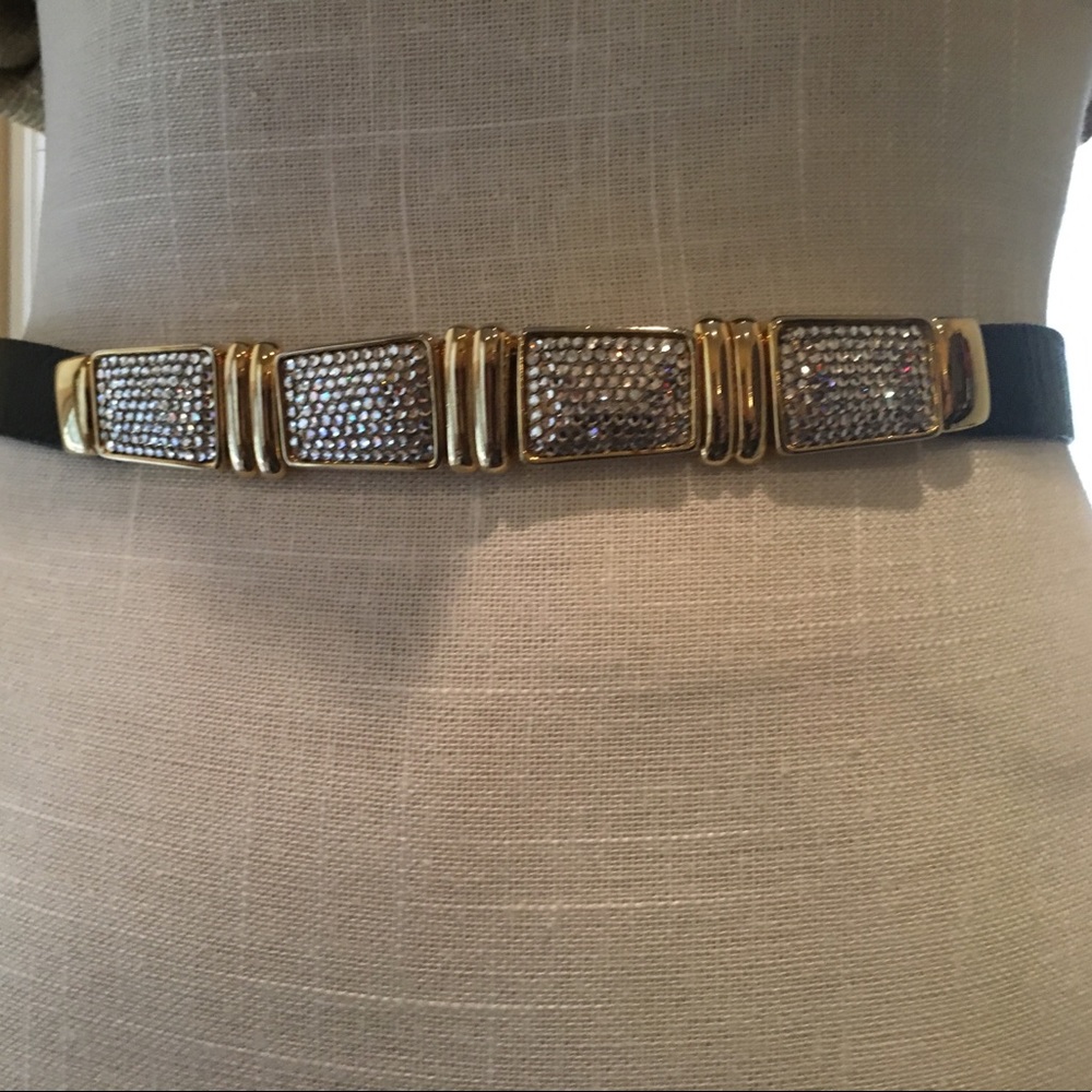 Judith Leiber Black Narrow Skin Belt