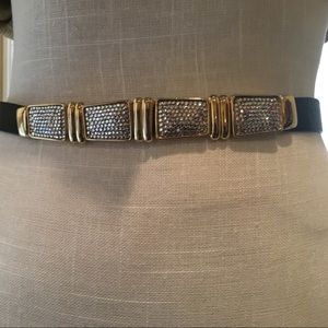 Judith Leiber Black Narrow Skin Belt