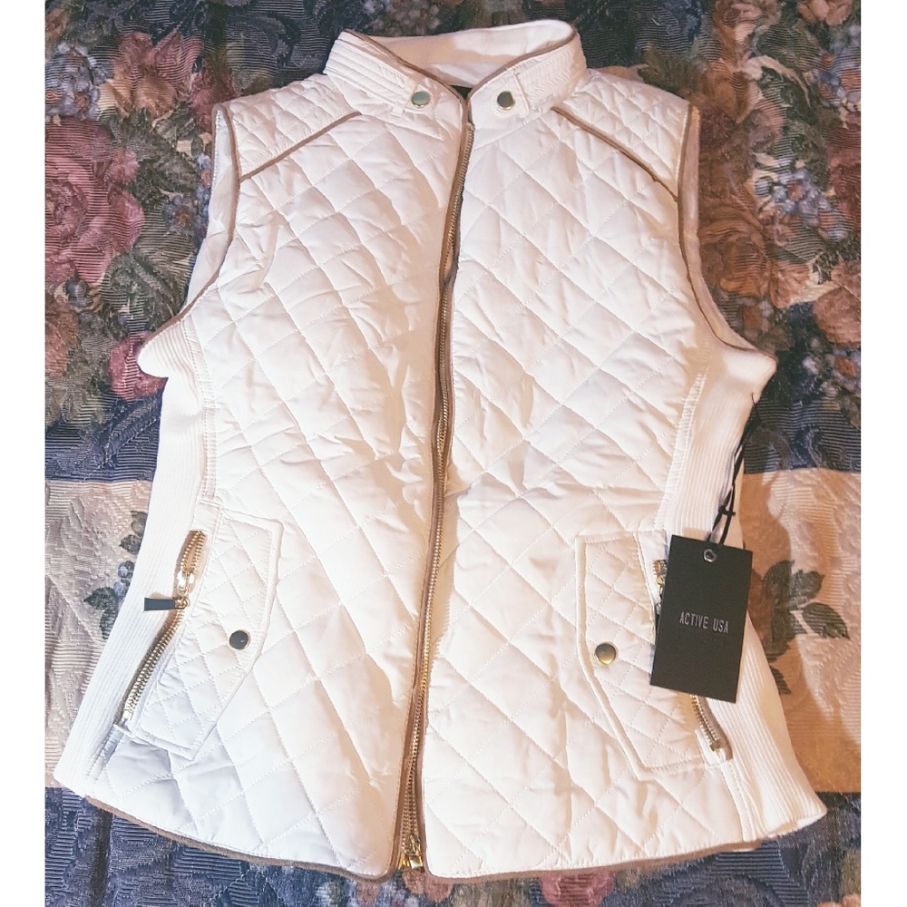 White Puffer Vest New With Tags
