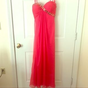 La Femme Hot Pink Prom Dress Open Back