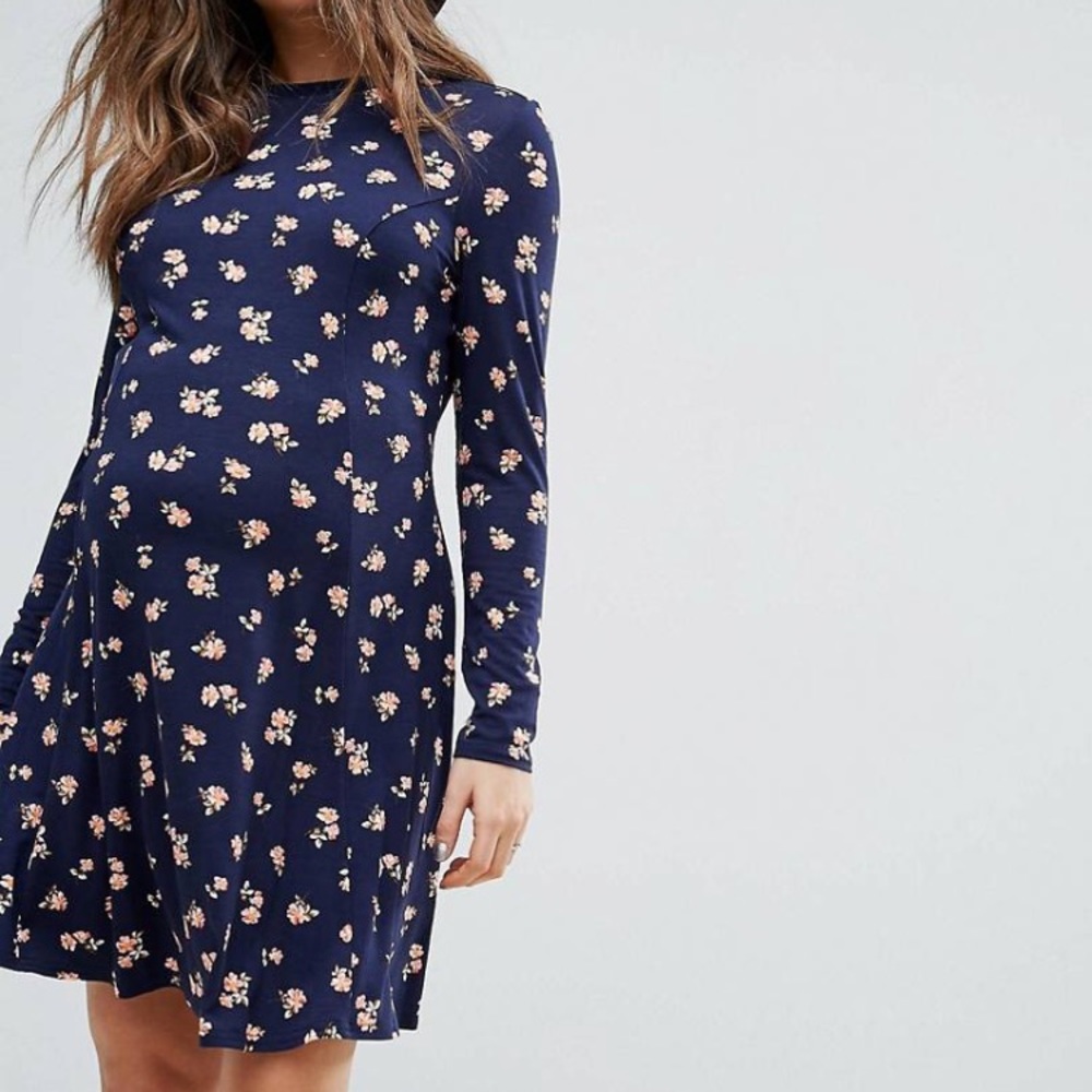 ASOS maternity navy floral skater dress