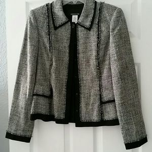 Black and grey tweed blazer