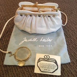 Judith Leiber White Clutch with Gold Hardware