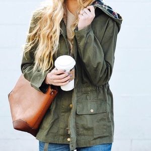 Olive hooded Anorak Jacket