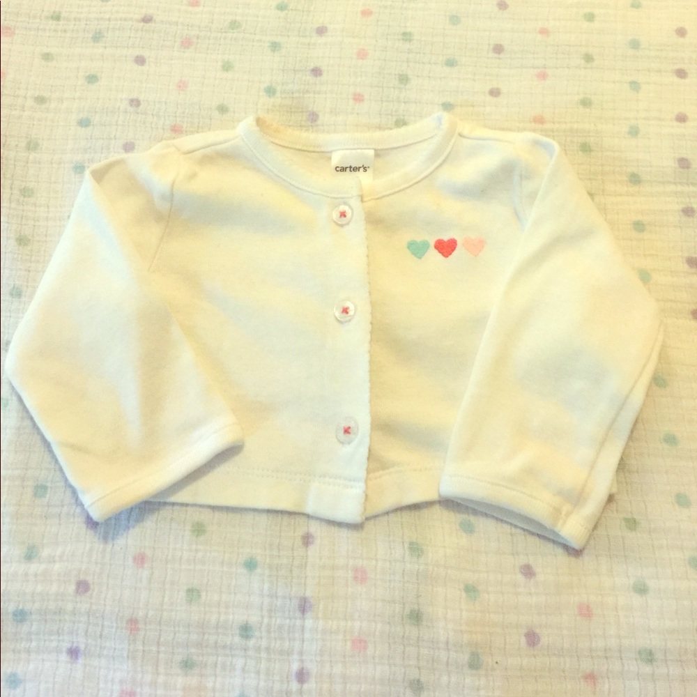 Carter’s baby cardigan with hearts