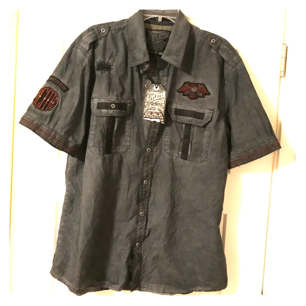 Affliction Limited edition collard gray shirt 2xl