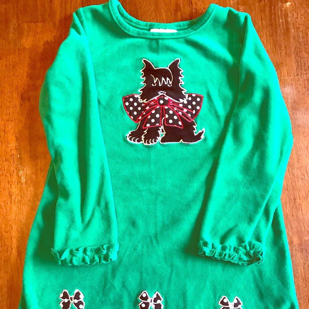 Flapdoodles Green Fleece dress Girls Size 5