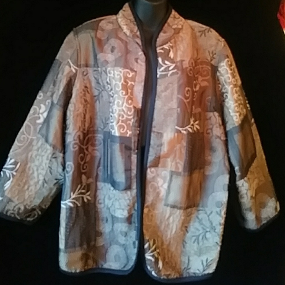 Kaktus kimono-style jacket w mandarin collar-sz 1X