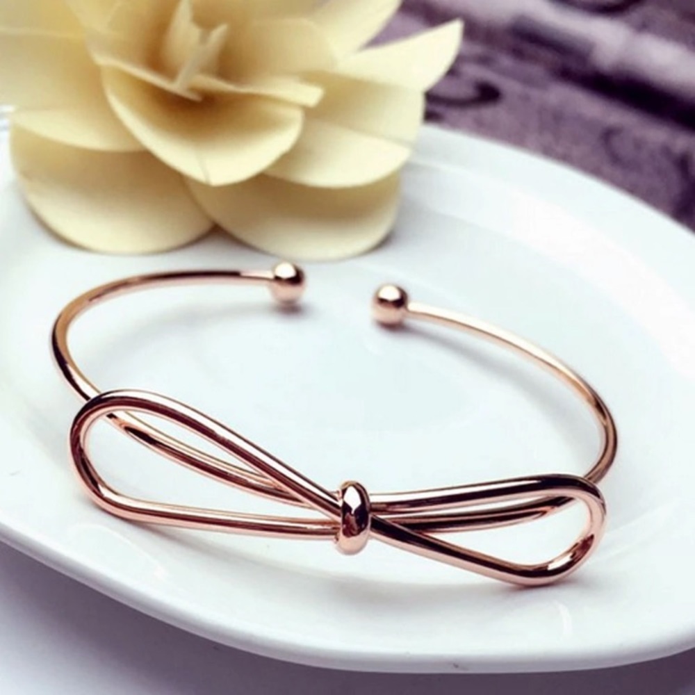 18K Rose Gold Plated Bow Tie Bracelet - Picture 2 of 2