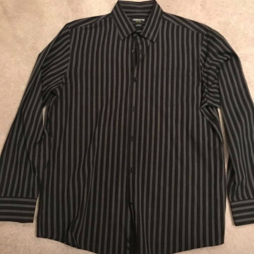 Black Pinstripe Button Up