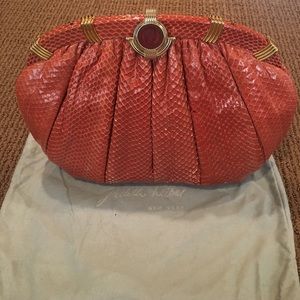 Judith Leiber Snakeskin Clutch with Strap